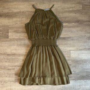 She + Sky Olive Green Halter Dress